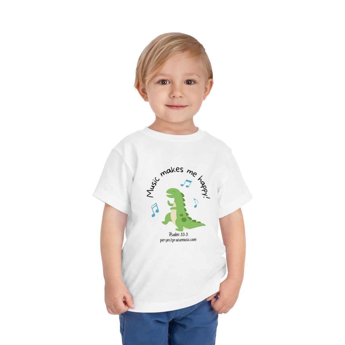 Music Makes Me Happy Toddler Short Sleeve Tee