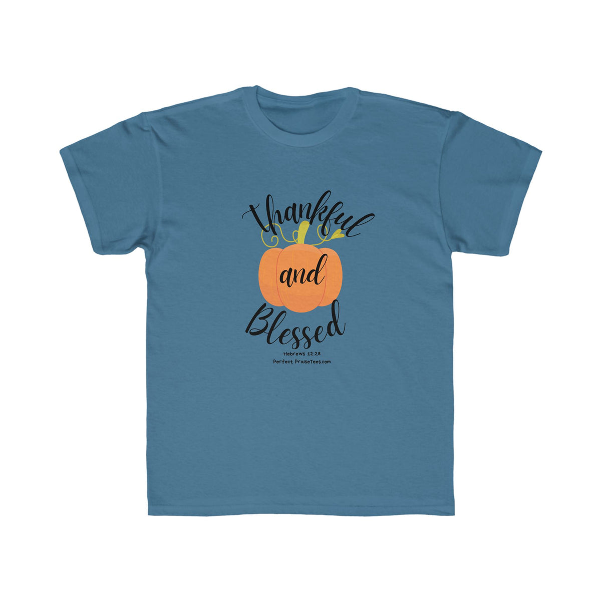 Thankful and Blessed Youth Tee shirt (Hebrews 12:28)