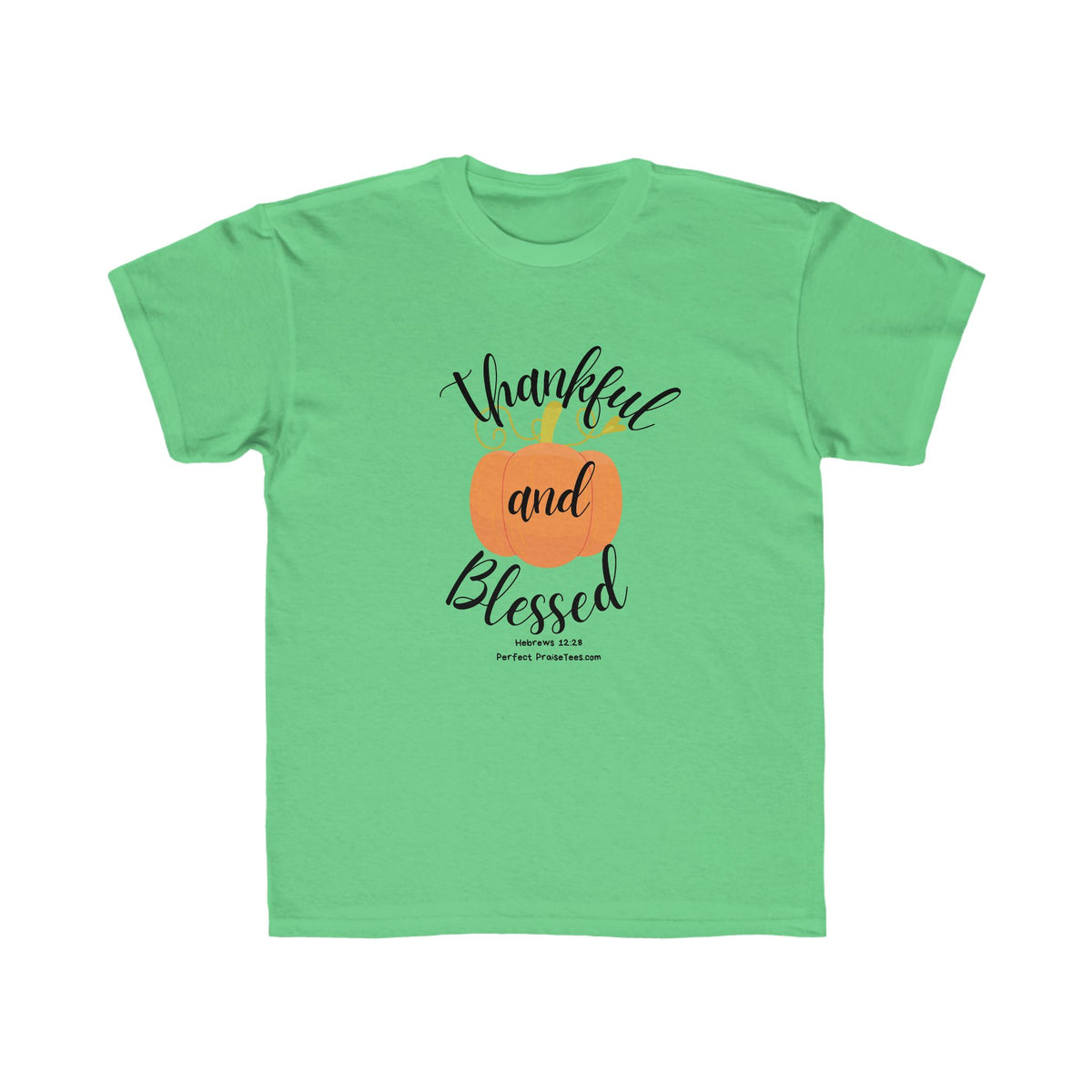 Thankful and Blessed Youth Tee shirt (Hebrews 12:28)