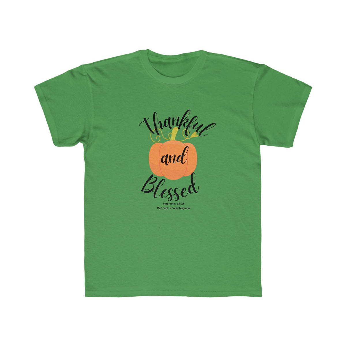 Thankful and Blessed Youth Tee shirt (Hebrews 12:28)