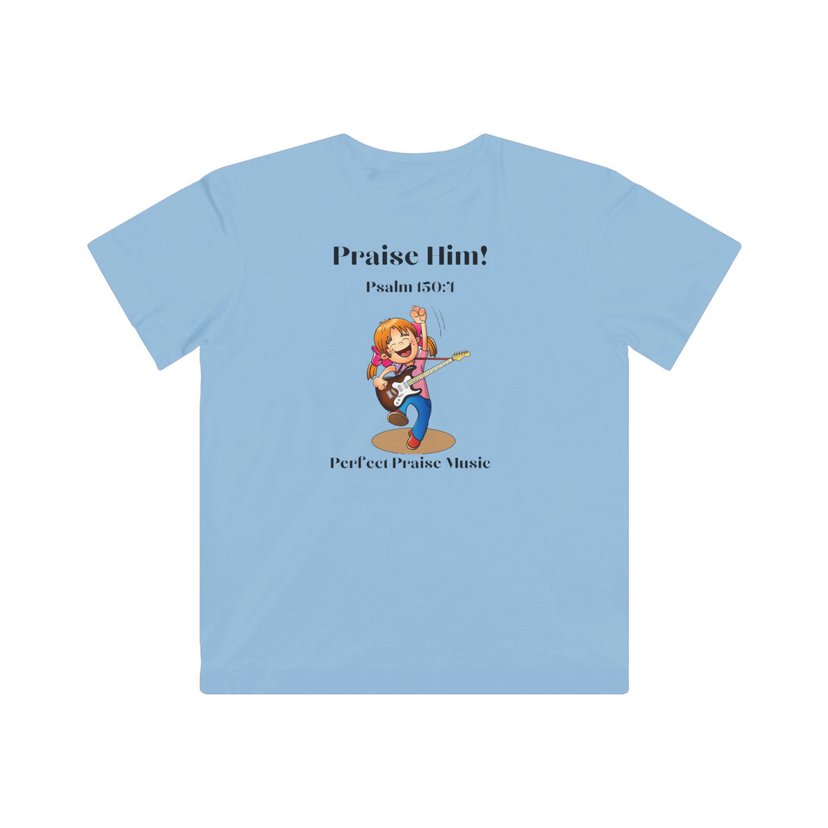 Praise Him! Girl Guitar Worship Tee for Kids