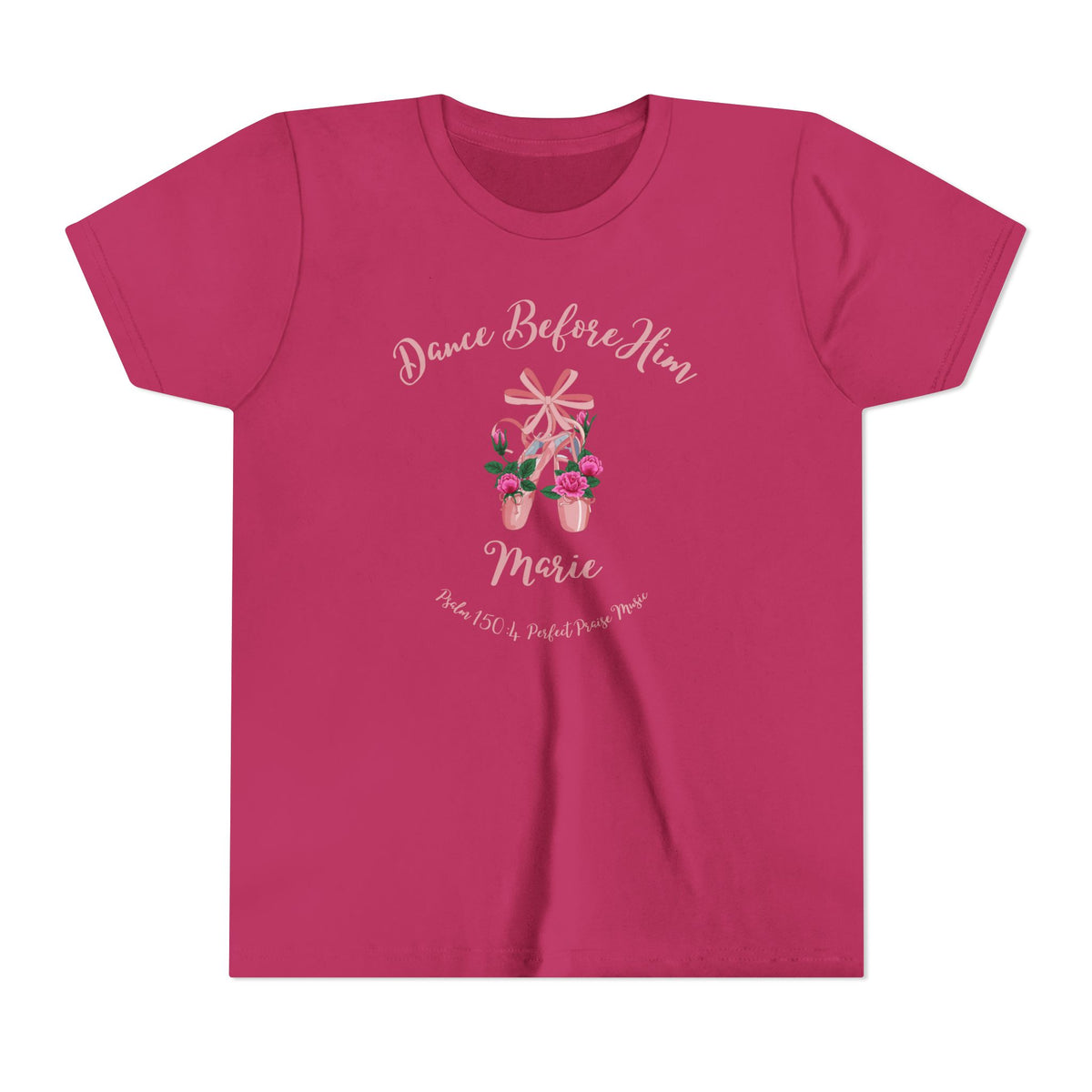 Dance Before Him Ballet Slippers Worship Youth Short Sleeve Tee- PERSONALIZED