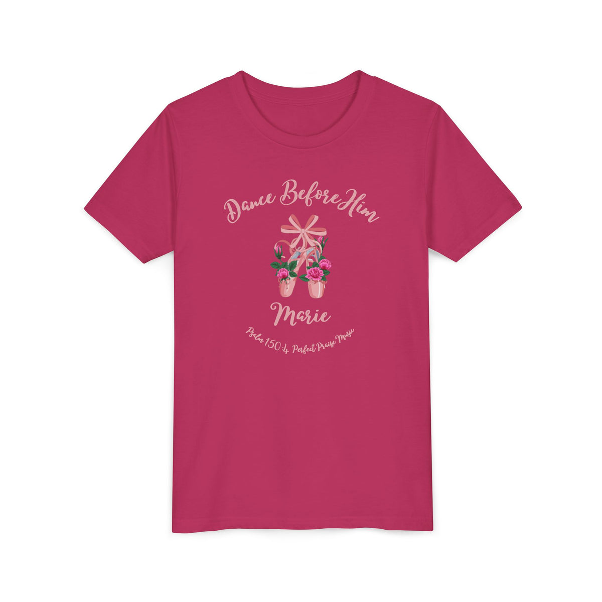 Dance Before Him Ballet Slippers Worship Youth Short Sleeve Tee- PERSONALIZED