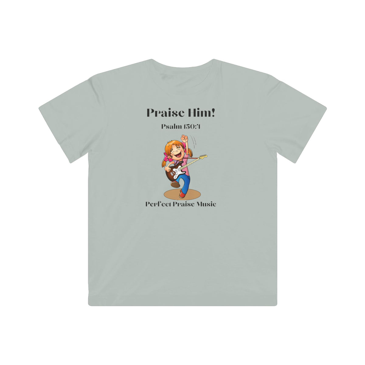Praise Him! Girl Guitar Worship Tee for Kids