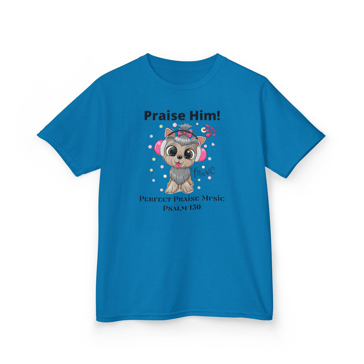Praise Him Dog with Headphones Youth Worship Tee