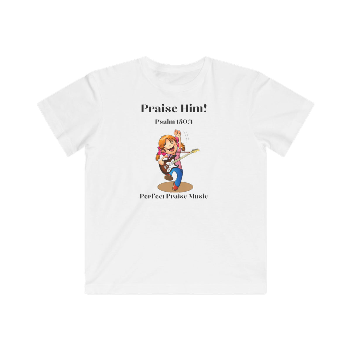 Praise Him! Girl Guitar Worship Tee for Kids