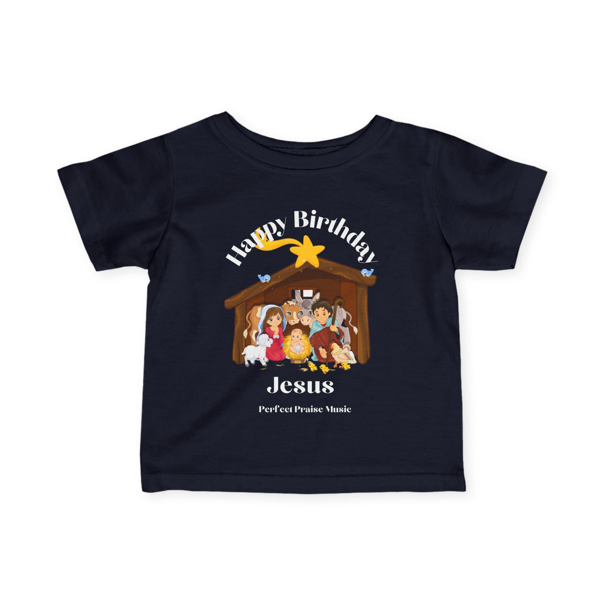 &quot;Happy  Birthday Jesus&quot; Baby/Toddler Tee (White font)