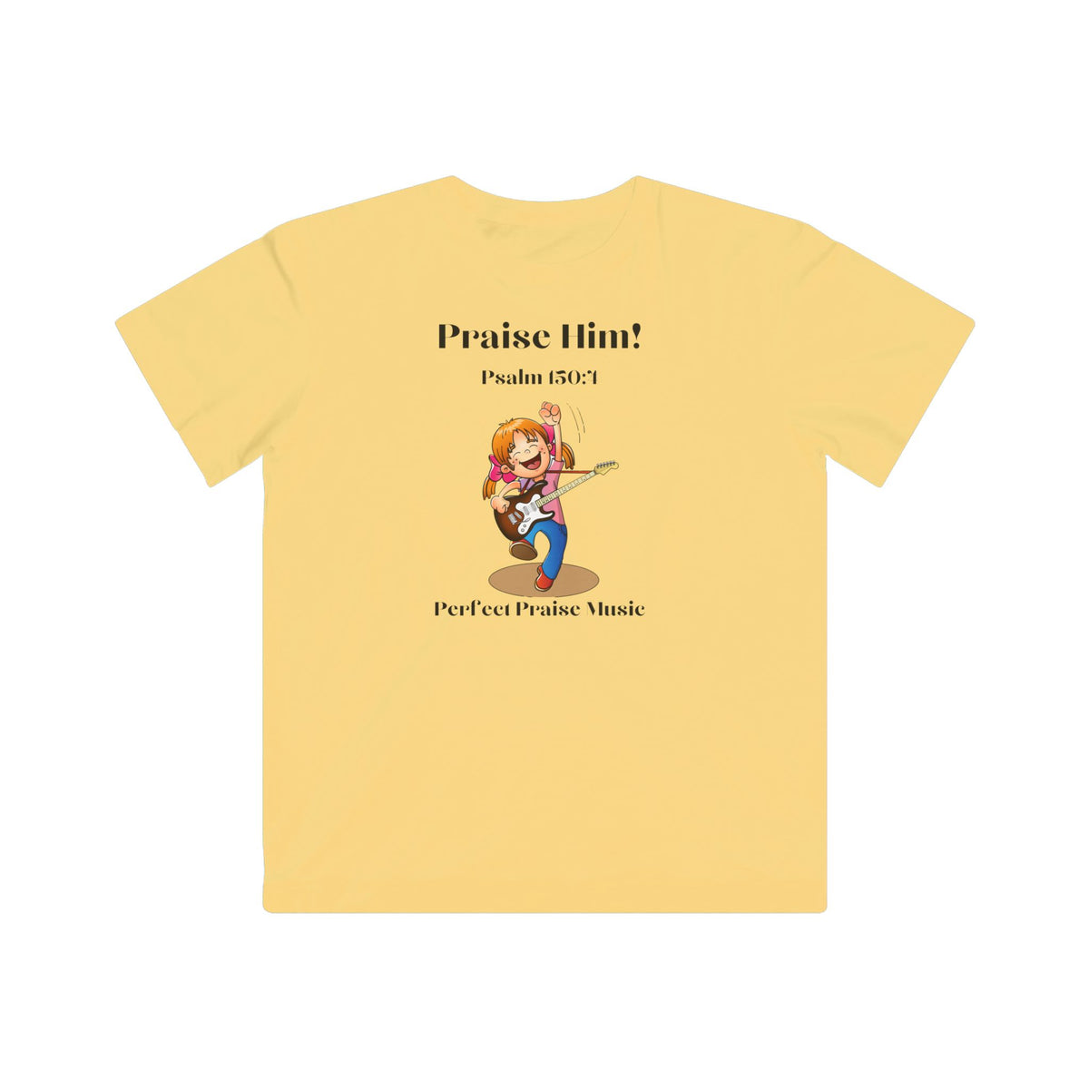 Praise Him! Girl Guitar Worship Tee for Kids