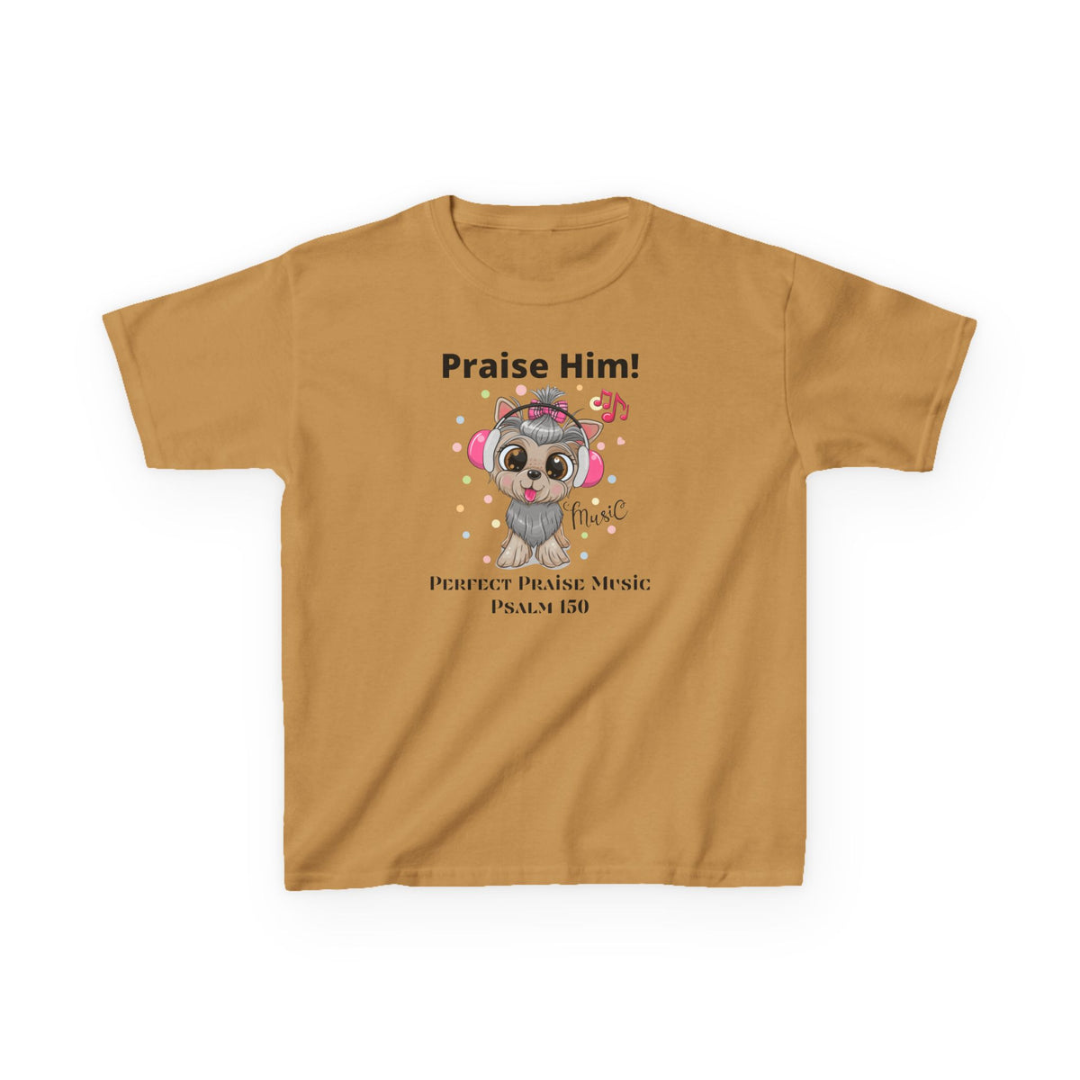 Praise Him Dog with Headphones Youth Worship Tee