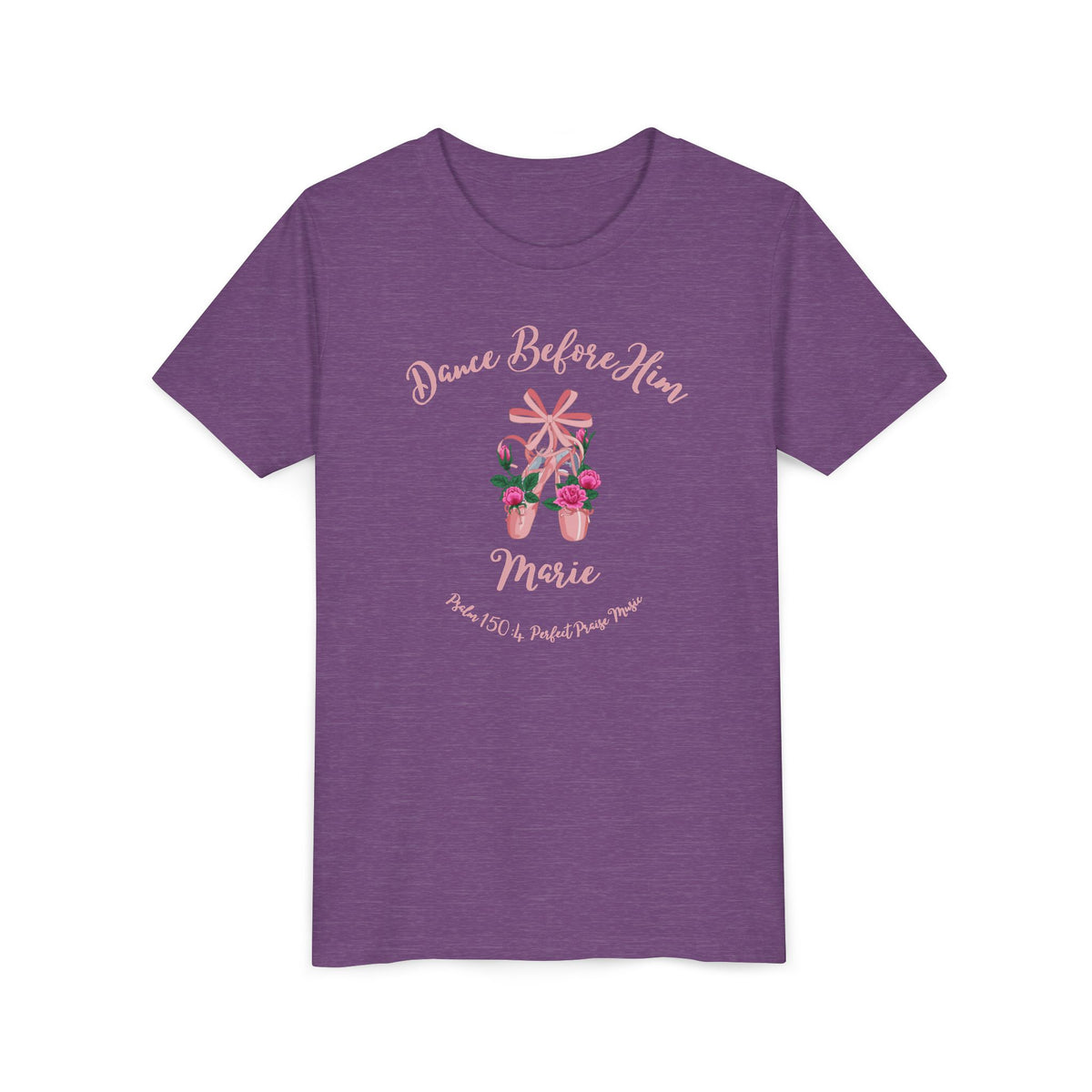 Dance Before Him Ballet Slippers Worship Youth Short Sleeve Tee- PERSONALIZED
